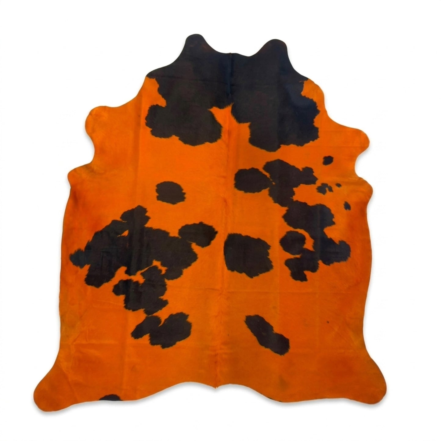 Cowhide Brazilian Rug | Orange and Black Dyed Hair-On – 7.5x6.5 Ft Statement — additional view