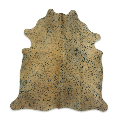 Cowhide Rug | Turquoise Acid Wash Hair-On – Brazilian 8x7 Ft — additional view