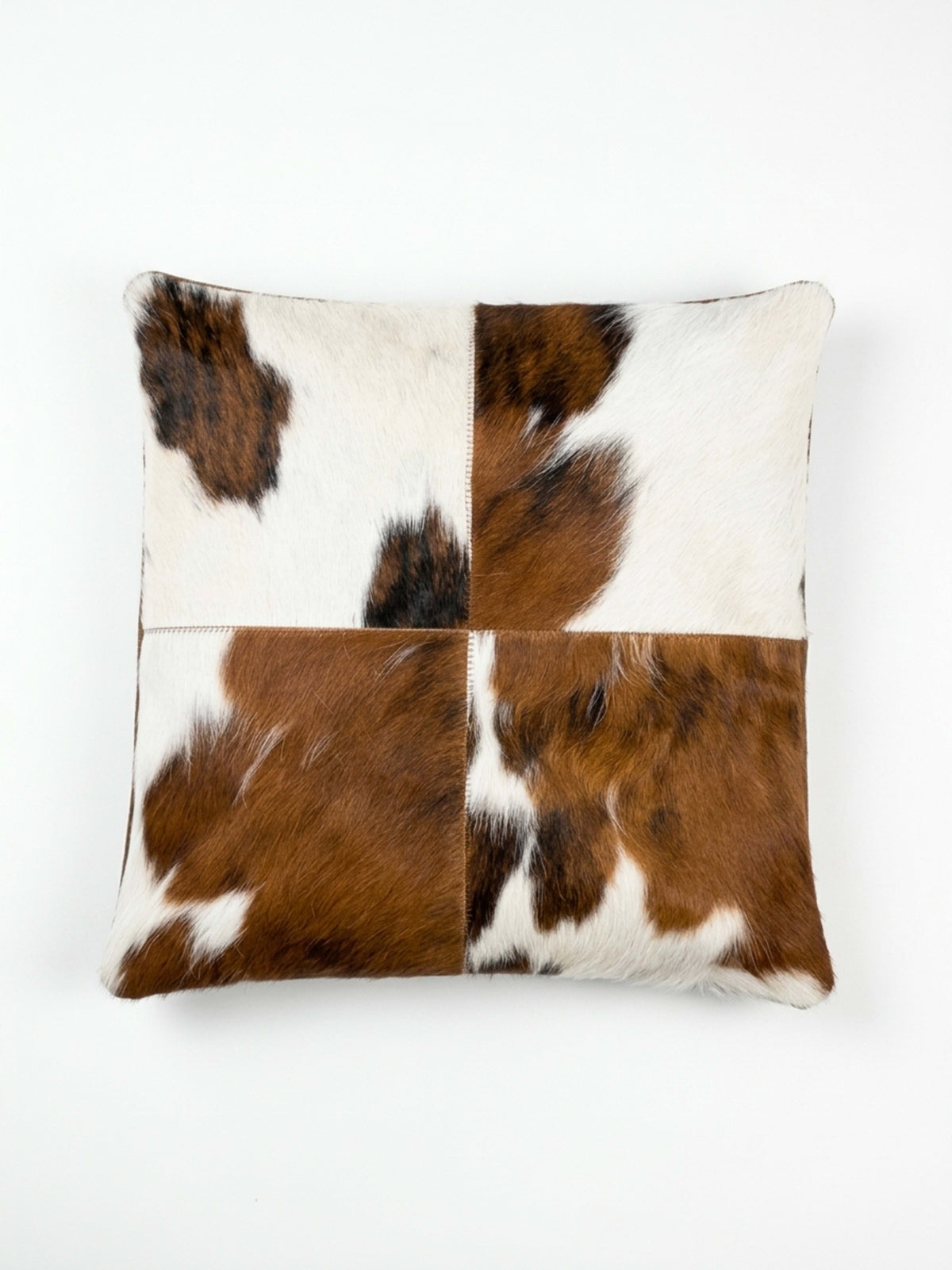 Cowhide Patchwork Pillow Cover | Tricolor Hair-On – 20x20 — additional view