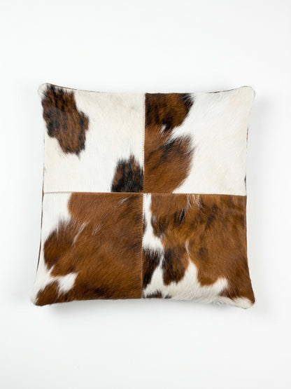 Cowhide Patchwork Pillow Cover | Tricolor Hair-On – 20x20 — additional view