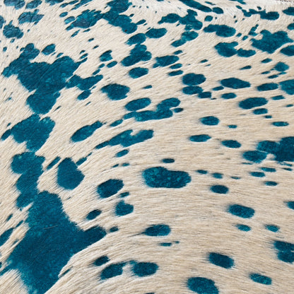 Cowhide Table Runner | White with Turquoise Acid-Washed Hair-On – Brazilian 4x1 Ft — additional view