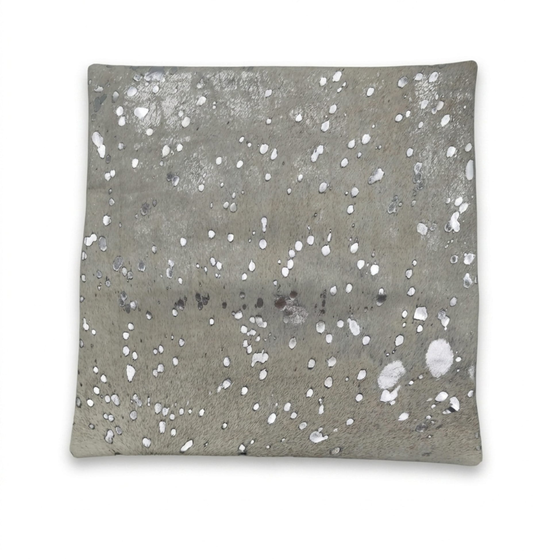 Cowhide Pillow | Metallic White Hair-On – 20x20 in