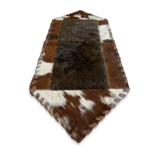 Cowhide Table Runner | Brown & White Hair-On – Single Hide 1' x 3' — additional view