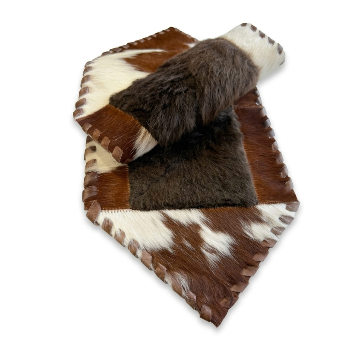 Cowhide Table Runner | Brown & White Hair-On – Single Hide 1' x 3' — additional view