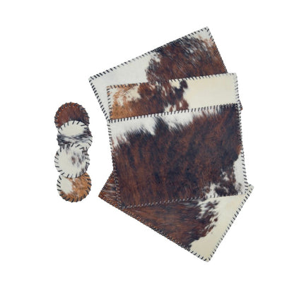 Round Cowhide Hair-On Placemat Set