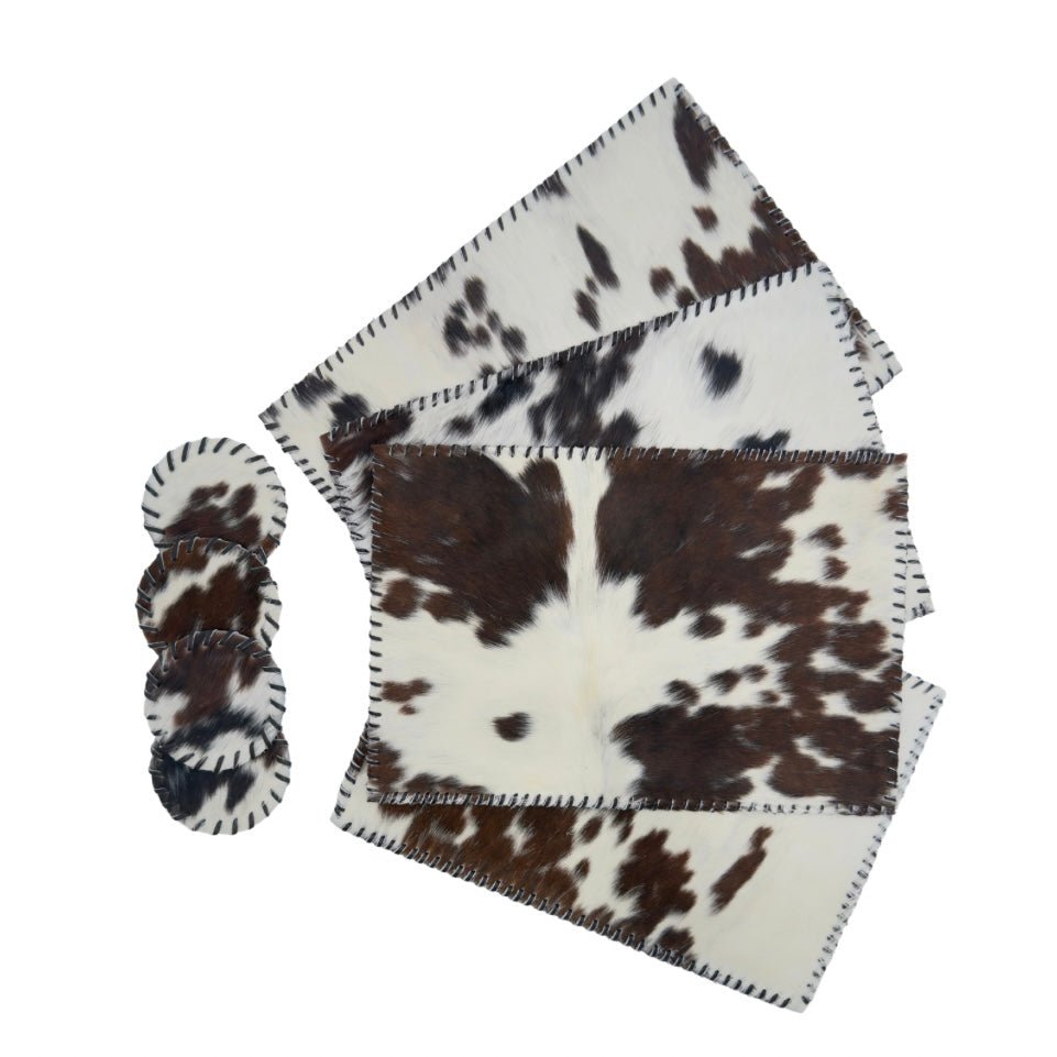 Round Cowhide Hair-On Placemat Set