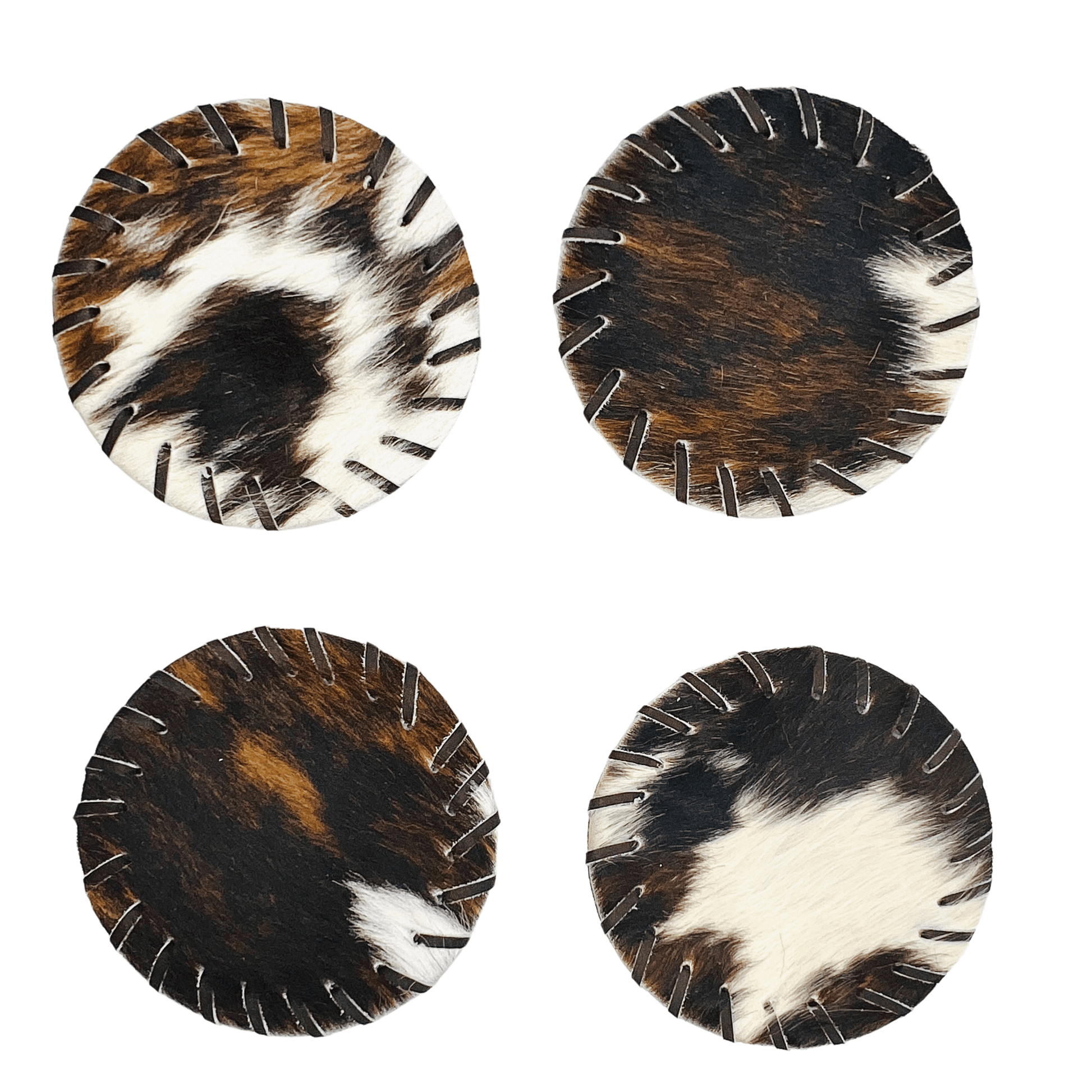 Round Cowhide Hair-On Placemat Set