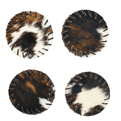 Round Cowhide Hair-On Placemat Set