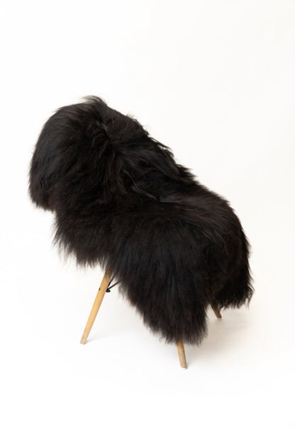 Norwegian Sheepskin | Deep Black Viking Heritage Long-Hair