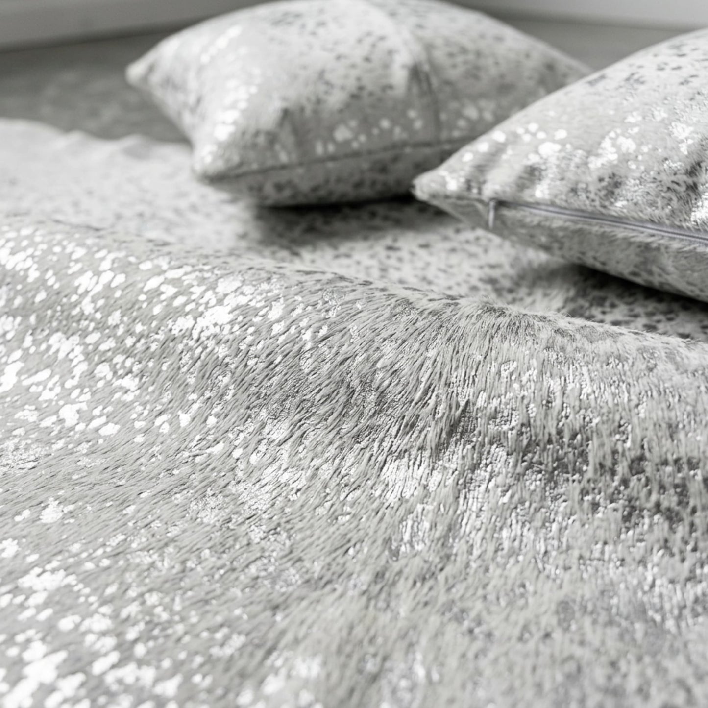 Cowhide Hair-On Rug | Colombian Metallic Silver Acid Wash Large — additional product photo