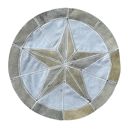 Bison Round Rug | Hair-On with Cowhide Border – Brown Speckled