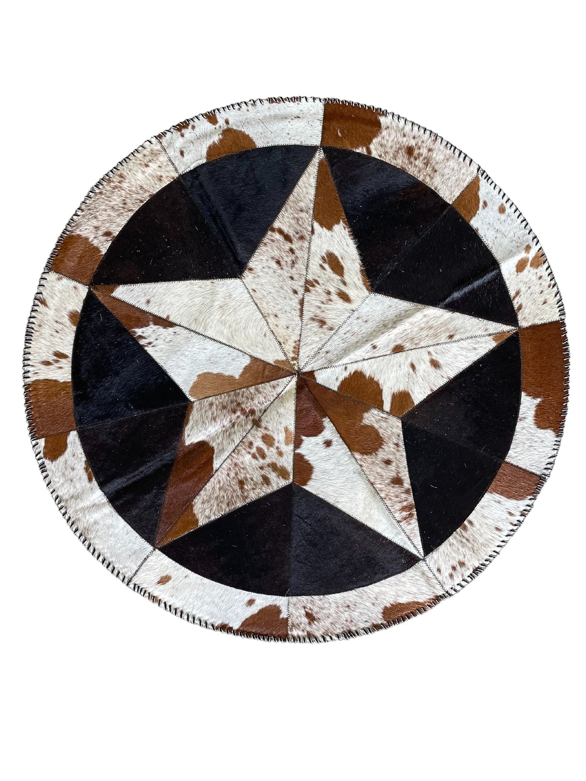Cowhide Star Rug | Round with Bison Fill – Tricolor