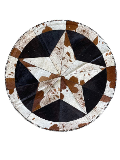 Cowhide Star Rug | Round with Bison Fill – Tricolor